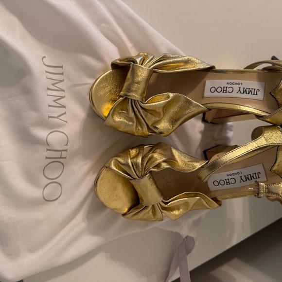 Jimmy Choo Heloise Metallic Ankle-Strap Platform Sandals - Picture 4 of 4